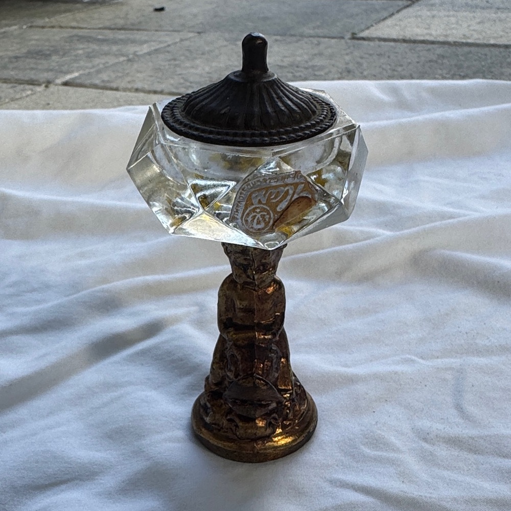Vintage 60s Brass Gold Gilt Filigree Cherub Standing Salt Cellar Fig. BOHEMIA